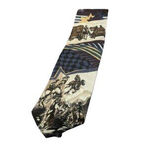 Western Pioneers Men's Necktie Tie All Silk Carlo Battini Roma 58 x 3.75 inches